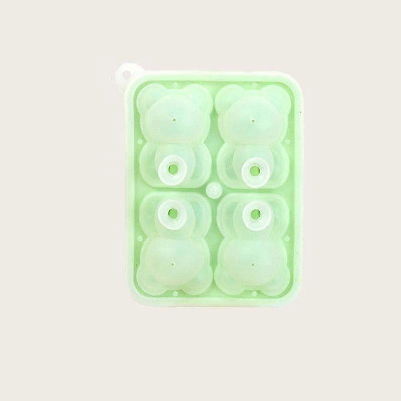 Silicone Bear Shaped Ice Cube Tray, MultiGrid FoodGrade Mold for Drinks, Dishwasher Safe Green