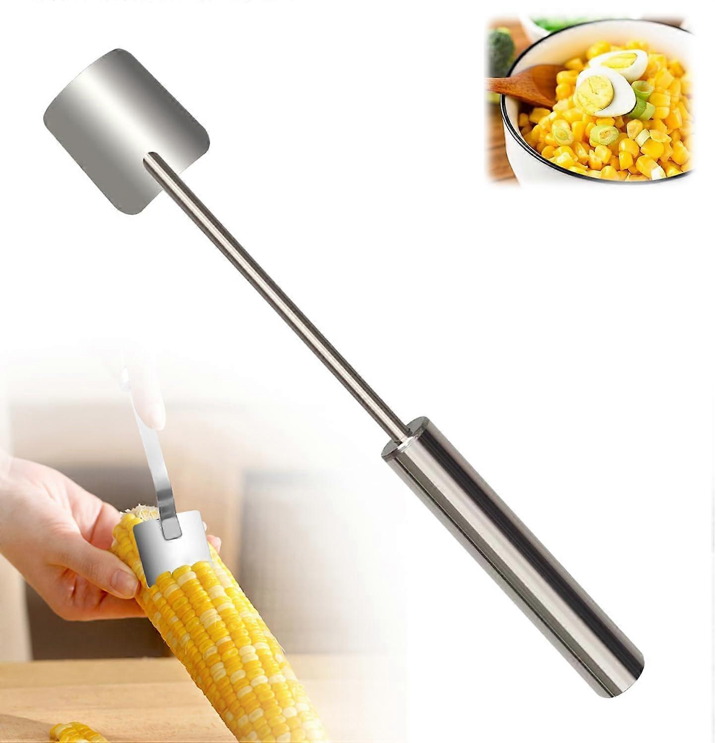 Stainless Steel Corn Peeler Tool, Manual Corn Cob Stripper with Ergonomic Safe Grip, Silver