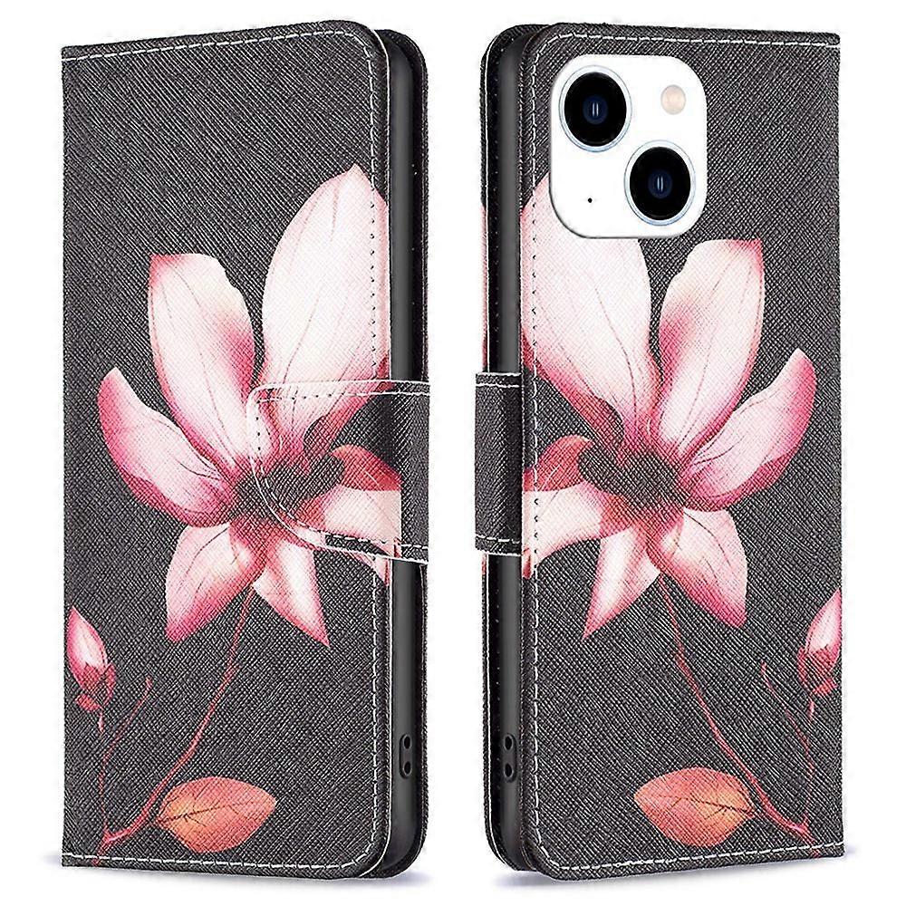 For iPhone 14 Leather Case Pattern Printing Wallet Stand Flip Mobile Cover