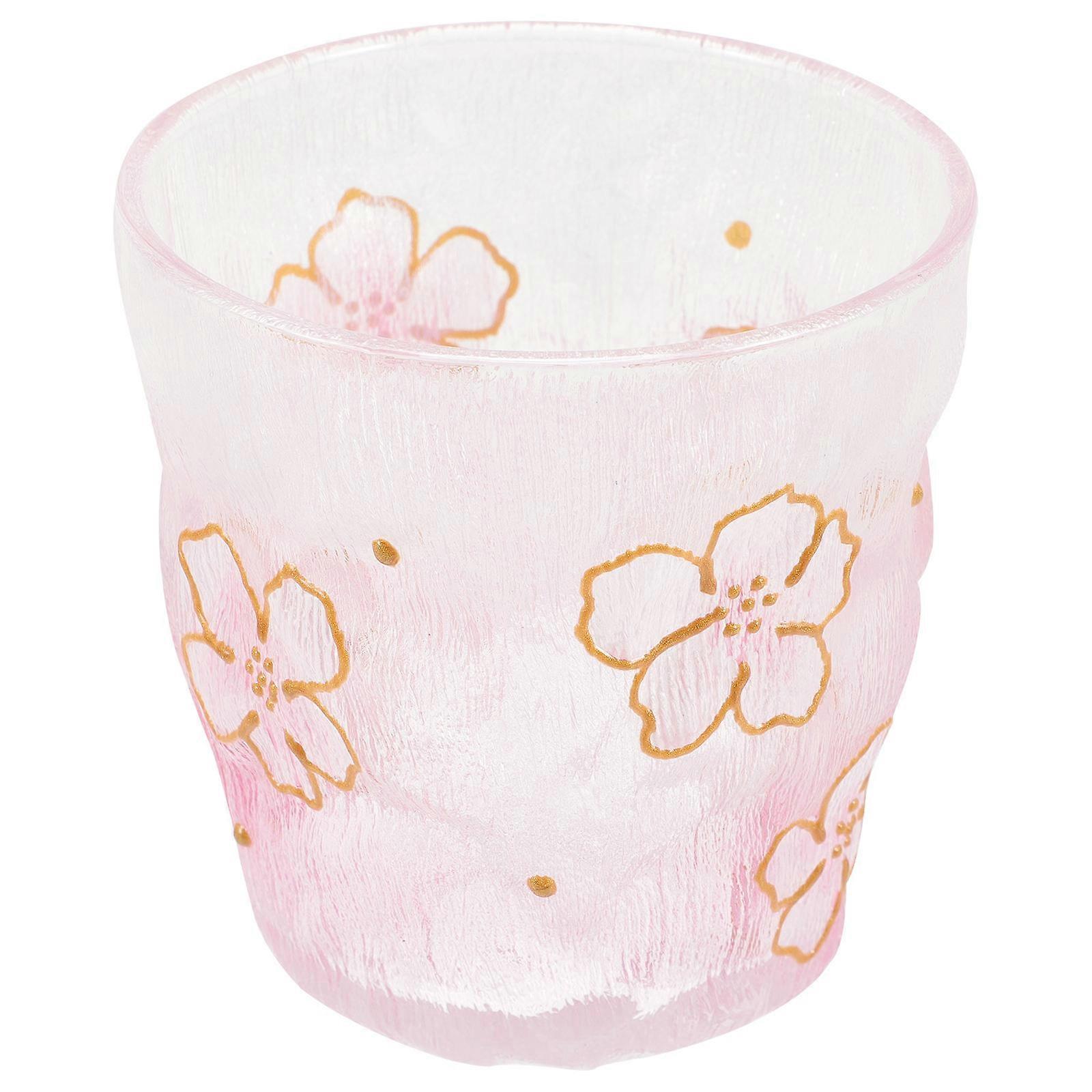 Decorative Floral Pattern Glass Drink Cup for Home Use 4Pcs