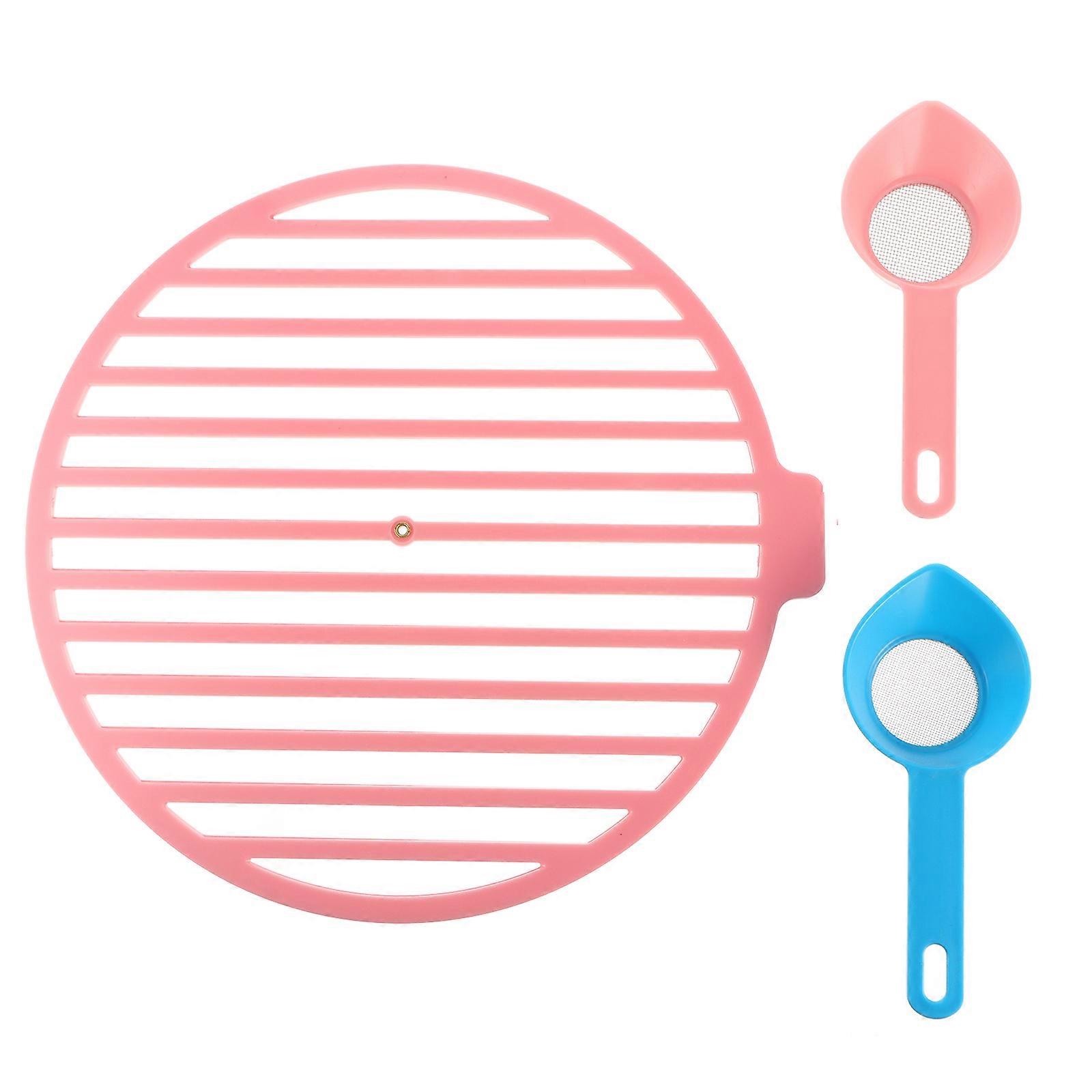 Baking Checker Cake Gadget Flour Sieve for Home 1Set Pink