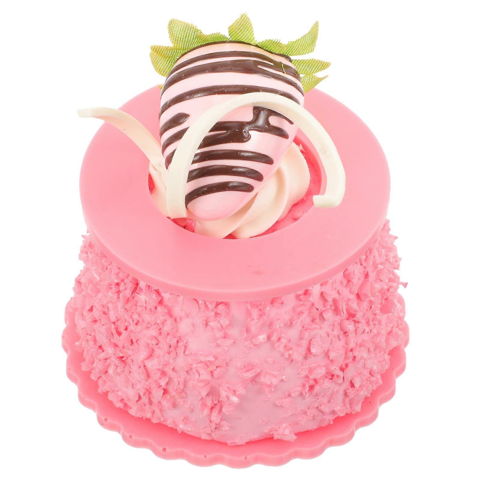 Artificial Cake Mini Fake Dessert for Decor Use Pink PVC Model