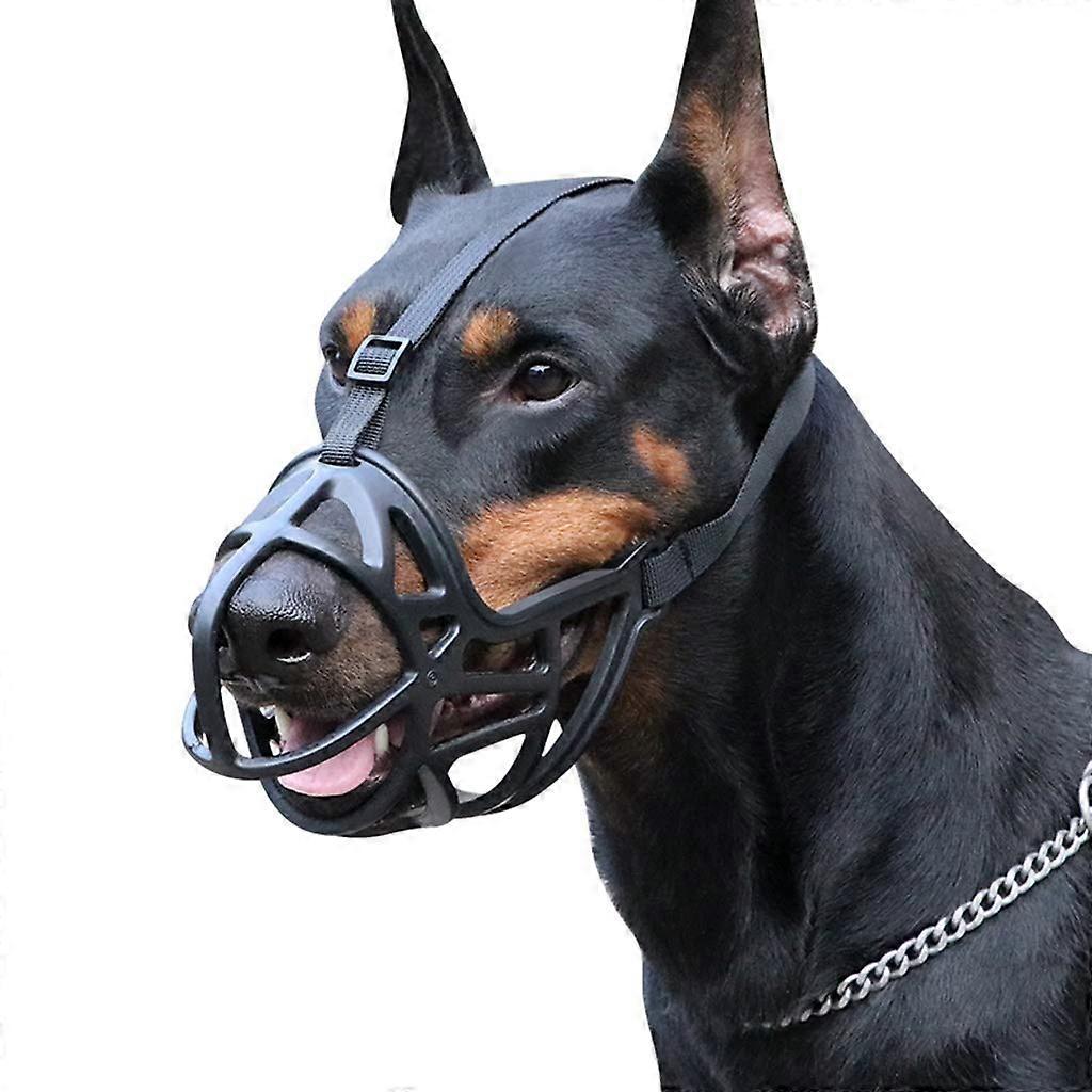 Dog Muzzle Black Breathable Basket Design for Small Medium Large Dogs AntiBiting Allows Panting Drinking