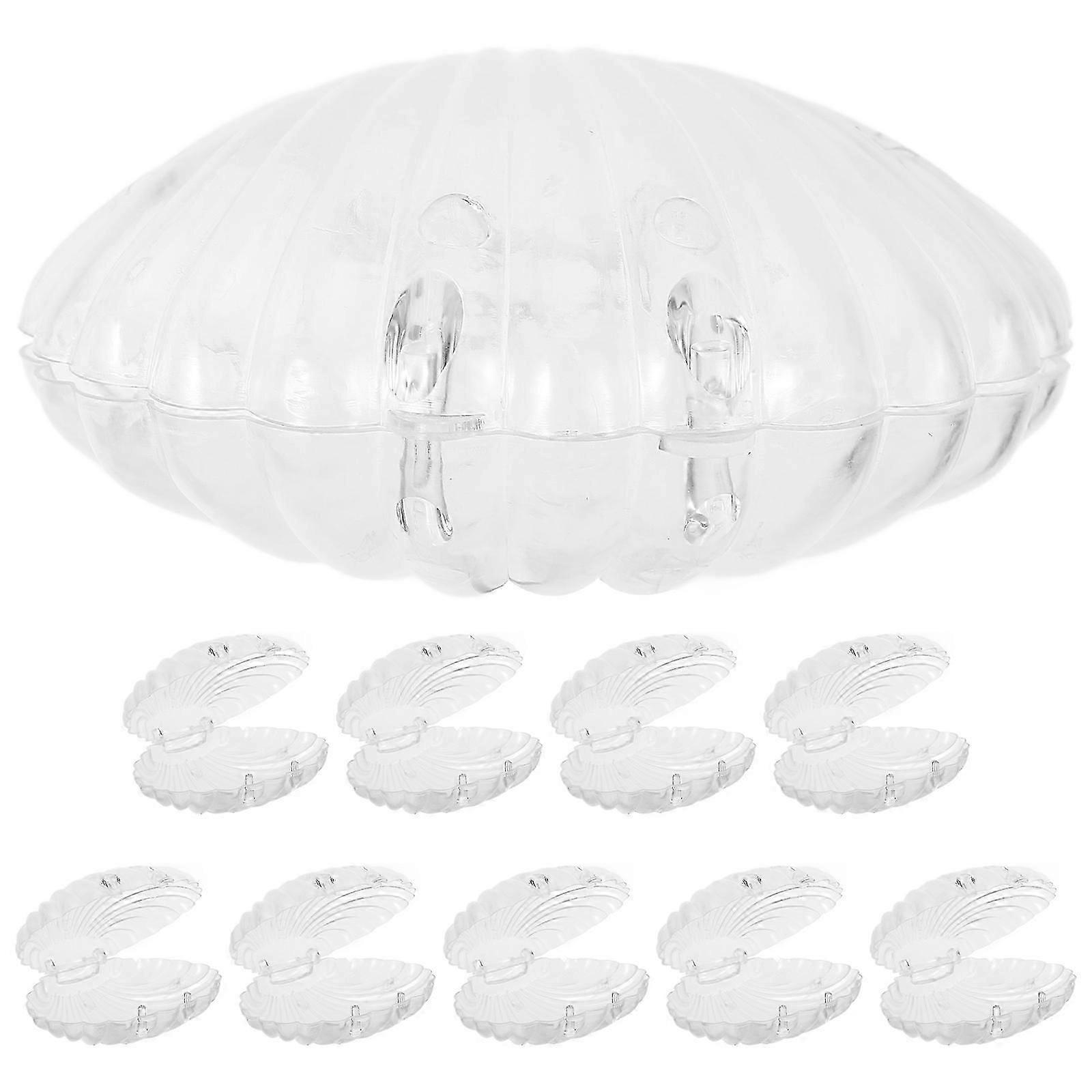 Trinket Box for Storage Use 10Pcs Transparent Plastic Seashell Containers