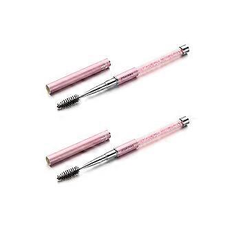 2PCS Mascara Brushes Eyebrow Eyelash Brushes Mascara Wands Applicators Eye Brushes Portable Cosmetic Brushes with Cap Spoolies Brushes for Eyelash Ext