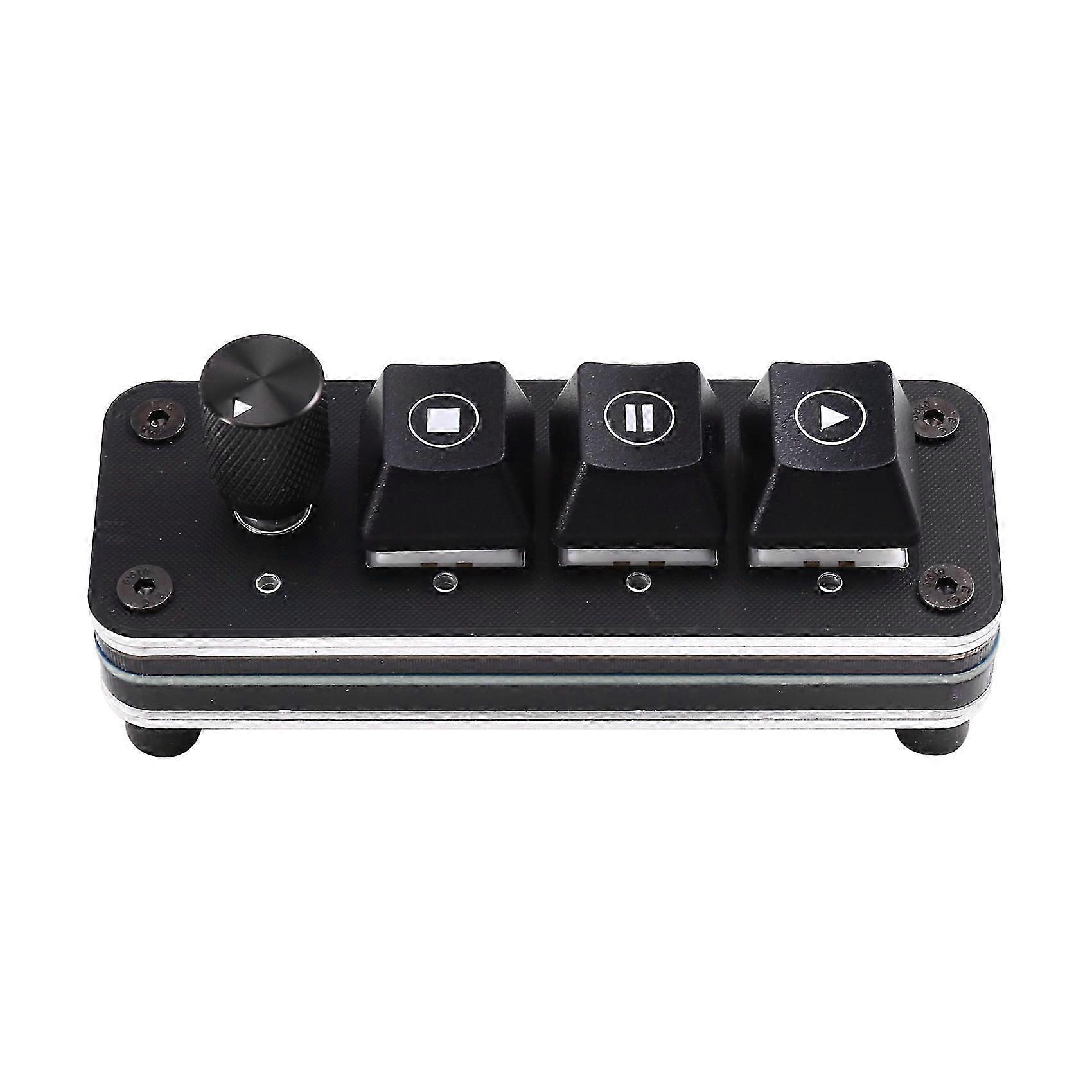 Media Controller Keyboard Professional Performance 3-Key Knob Drive Free Music Player Controller USB Type-C