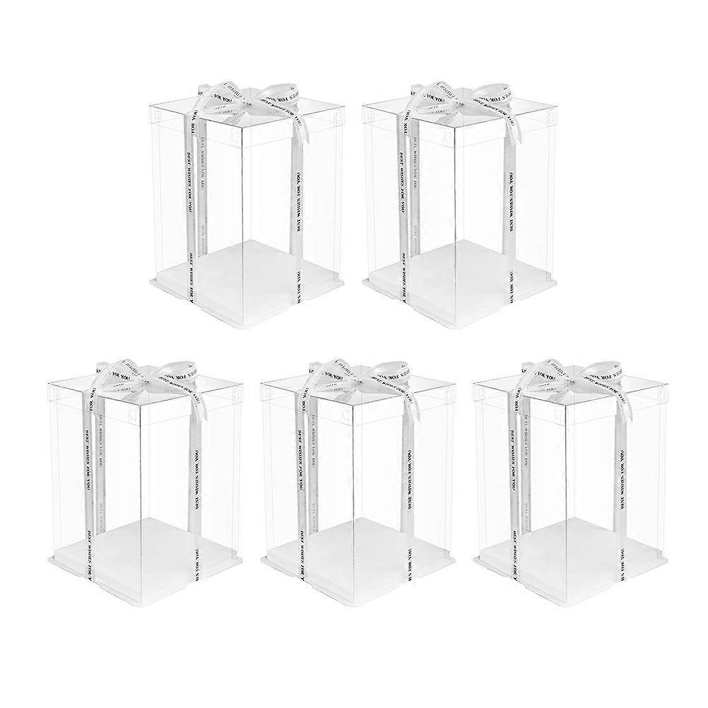 Birthday Cake Box Transparent Cake Wrapping Case 5Pcs