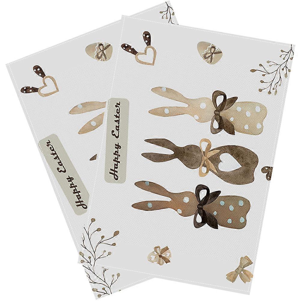 Easter Table Mats 2Pcs Bunny Pattern Placemats for Home Dining