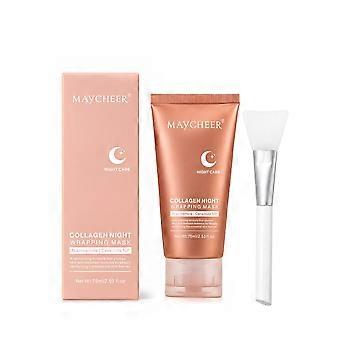 Collagen Night Wrapping Peel-Off Mask 75ml with Jelly Brush, Korean Skincare Overnight Mask with Niacinamide & Ceramide NP, Plumps Skin, Repairs Barri