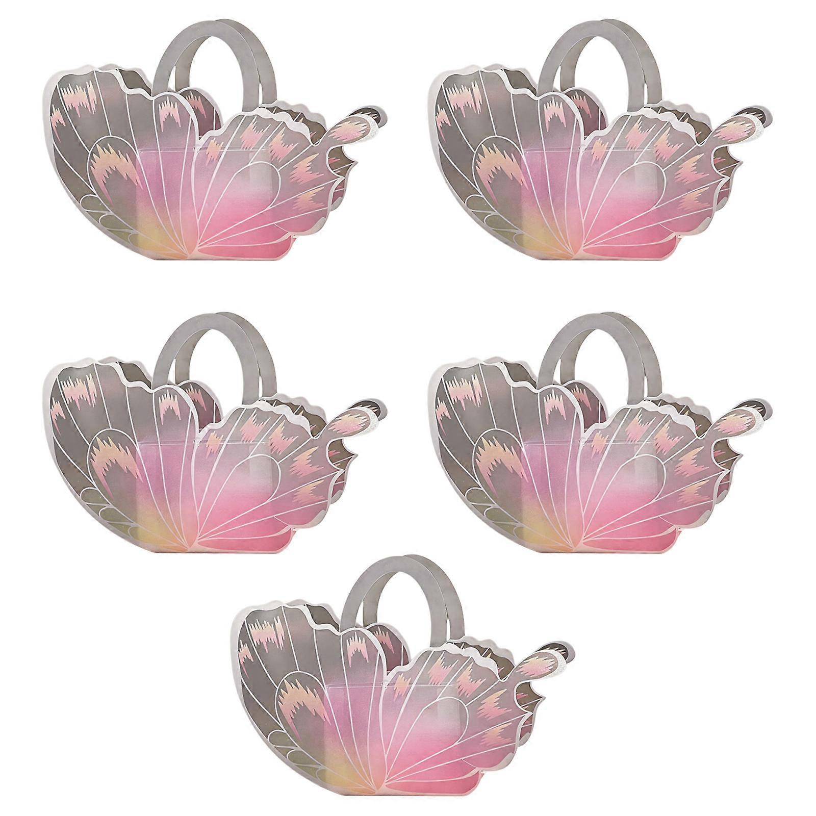 Plastic Pink butterflycake Containers Set Of 5 For Party Dessert Display Multicolor