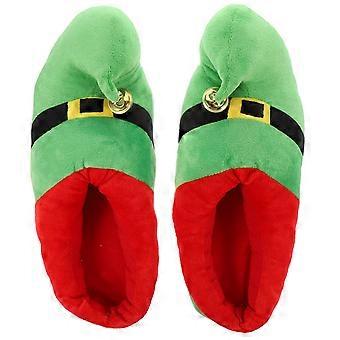 1 par de chinelos quentes de pelúcia sapatos antiderrapantes slip-on presente de Natal para adultos e crianças tamanho verde 41-47