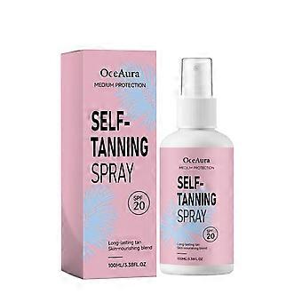Spray autobronzeador FPS 20 com NAD+, Aloe Vera e Vitamina E, bronzeado natural de médio a escuro, longa duração e hidratante, reparador celular.