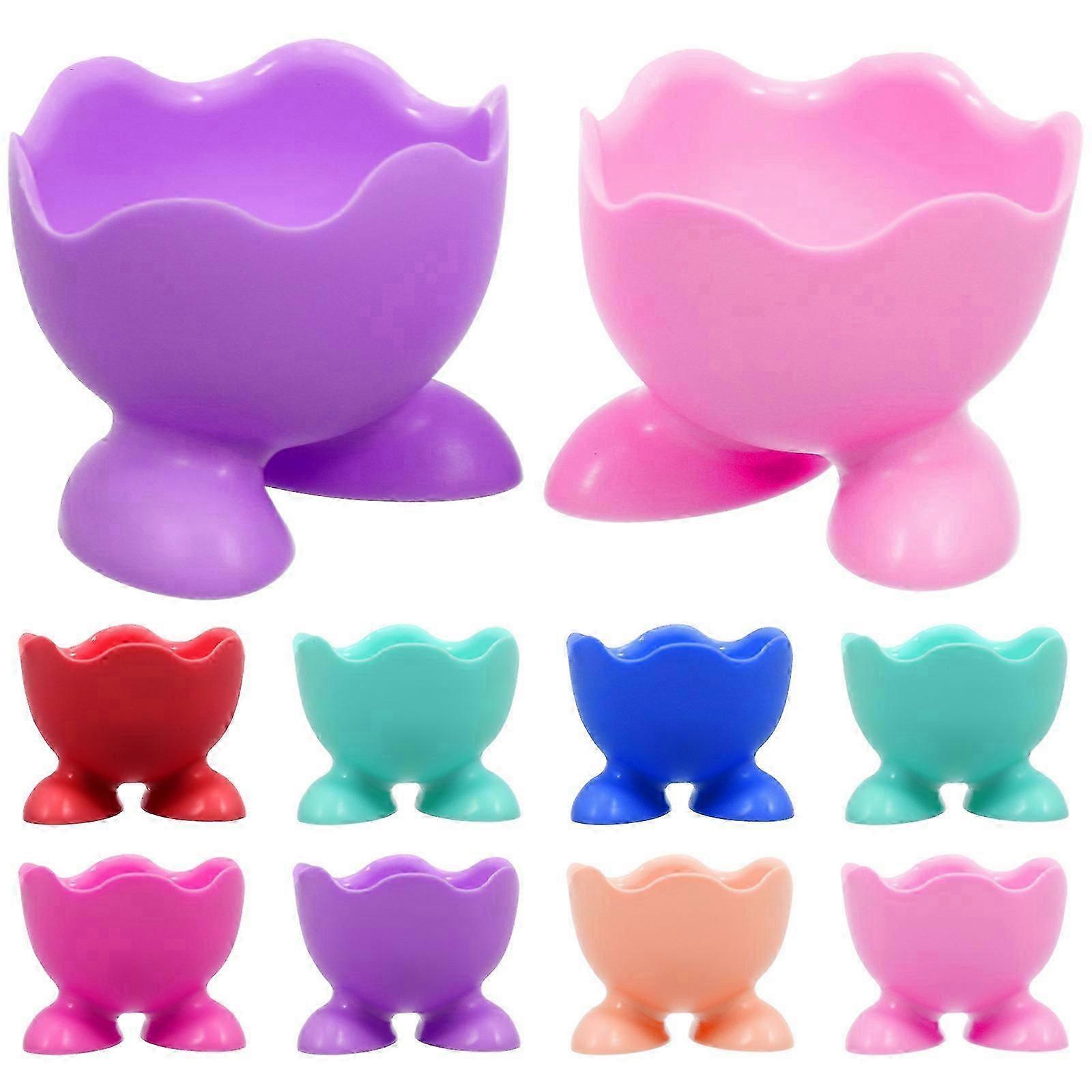 Egg Cups, Silicone Egg Holders, 10Pcs Assorted Colors for Kitchen Cooking