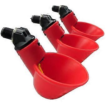 Sæt af 6 automatiske kylling / fjerkræ feeders med røde plast vanding kopper