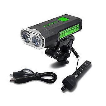 LED Fahrrad Licht Leistungsstarke Taschenlampe Horn Lichter Nacht Reiten Fahrrad Licht Wiederaufladbare Frontlicht Fahrradlampe (schwarz)