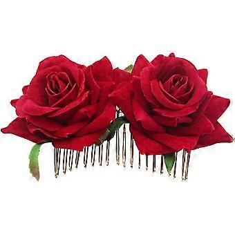 Tänzerinnen-Haarnadel, Rosen-Haarnadel, Brautjungfern-Haarnadel, Hochzeits-Haarnadel, Brautkamm (Rot)