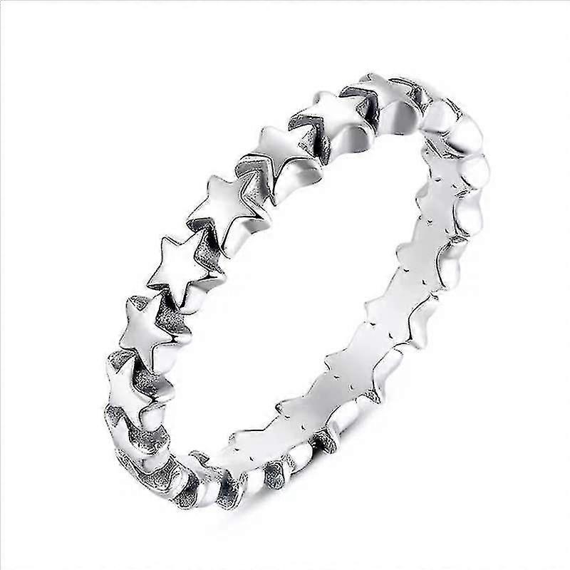 Simple Silver Full Circle Small Star Ring - Temperamento de moda Silver Full Circle Small Star Ring