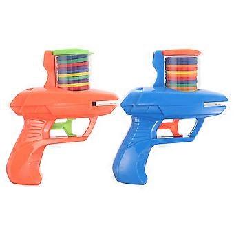 Juego de 2 lanzadores de discos de espuma: juguete de lanzamiento portátil con discos voladores, ideal para exteriores, para niños y niñas, regalos de cumpleaños.