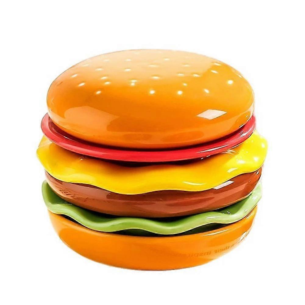 Stackable Hamburger Plate Set Space Saver for Snacks Fun Design