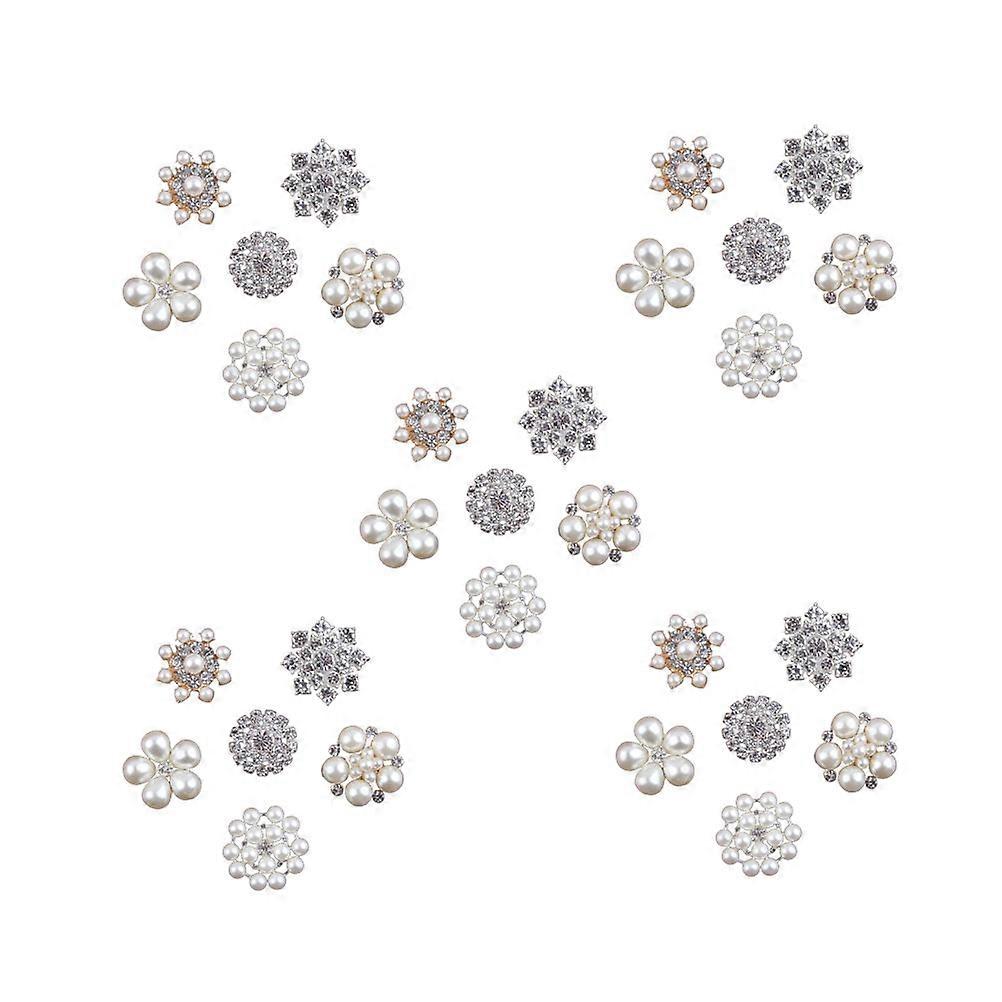 DIY Alloy Flat Base Rhinestone Pearls Decor Accessories 1Set