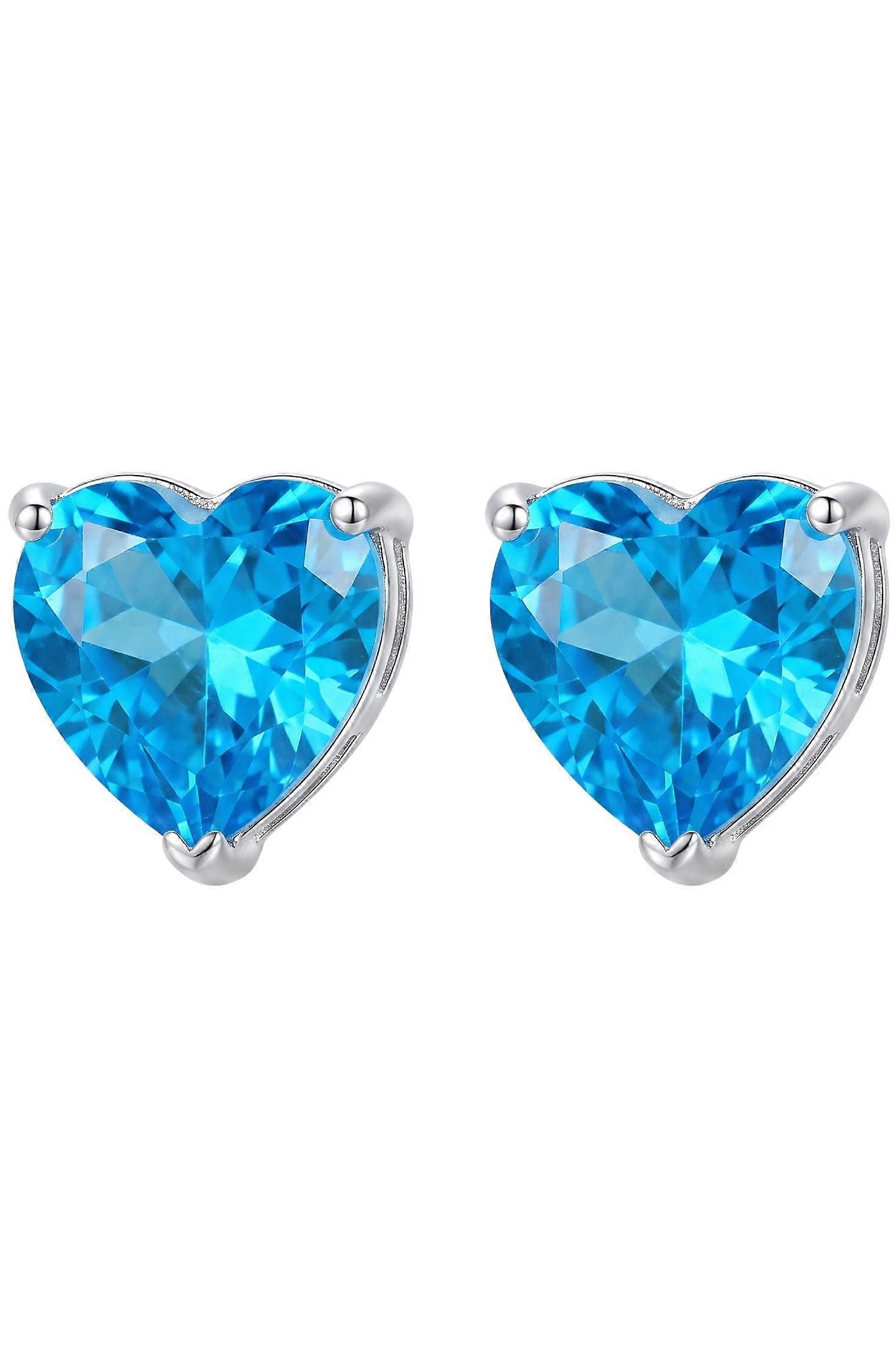 Amore Heart Blue Topaz Stud Earrings Silver