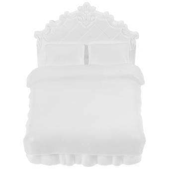 Mini Double Bed Doll House Furniture for Home White Plastic Model