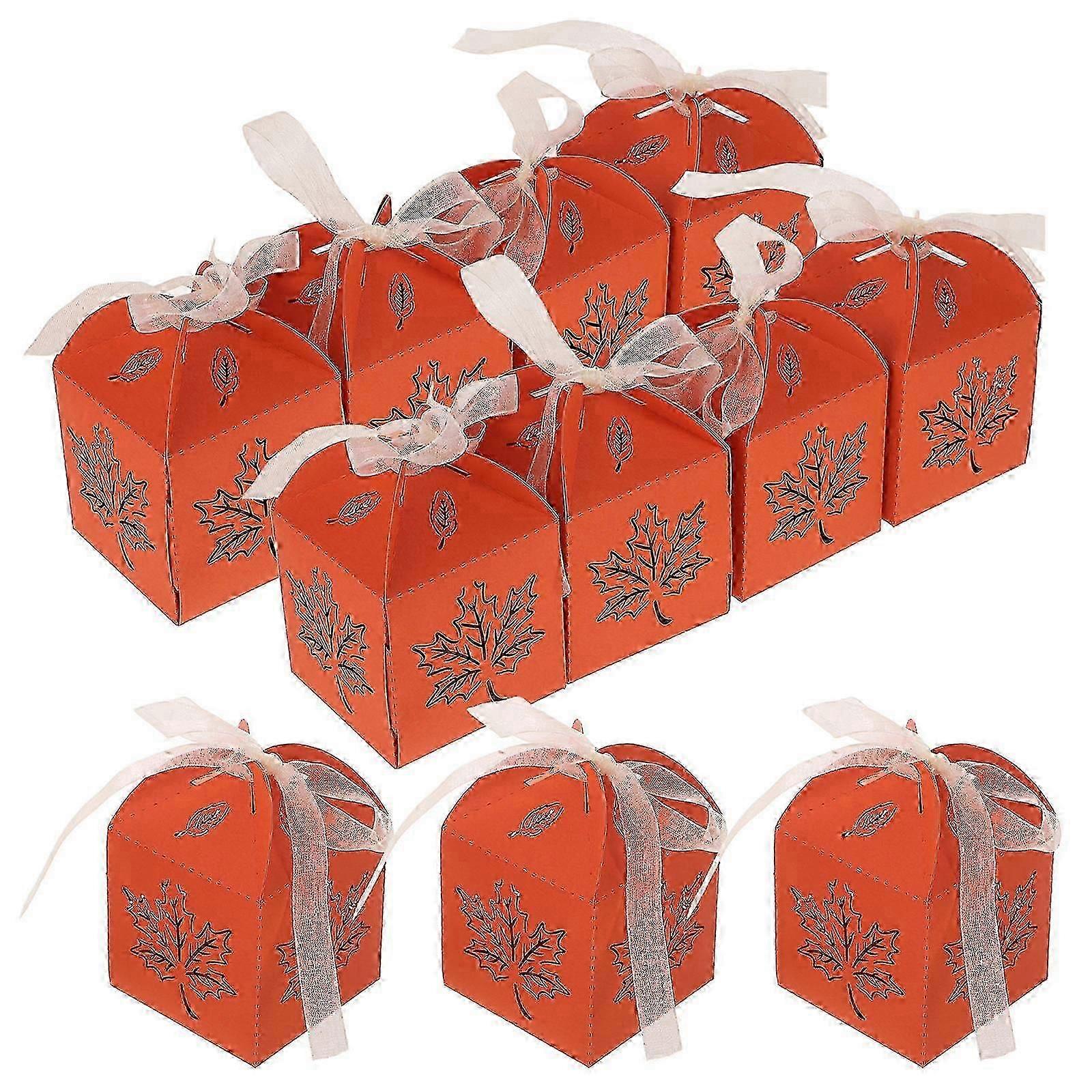 Reusable Candy Boxes Orange Paper Boxes for Holding Candy 25Pcs