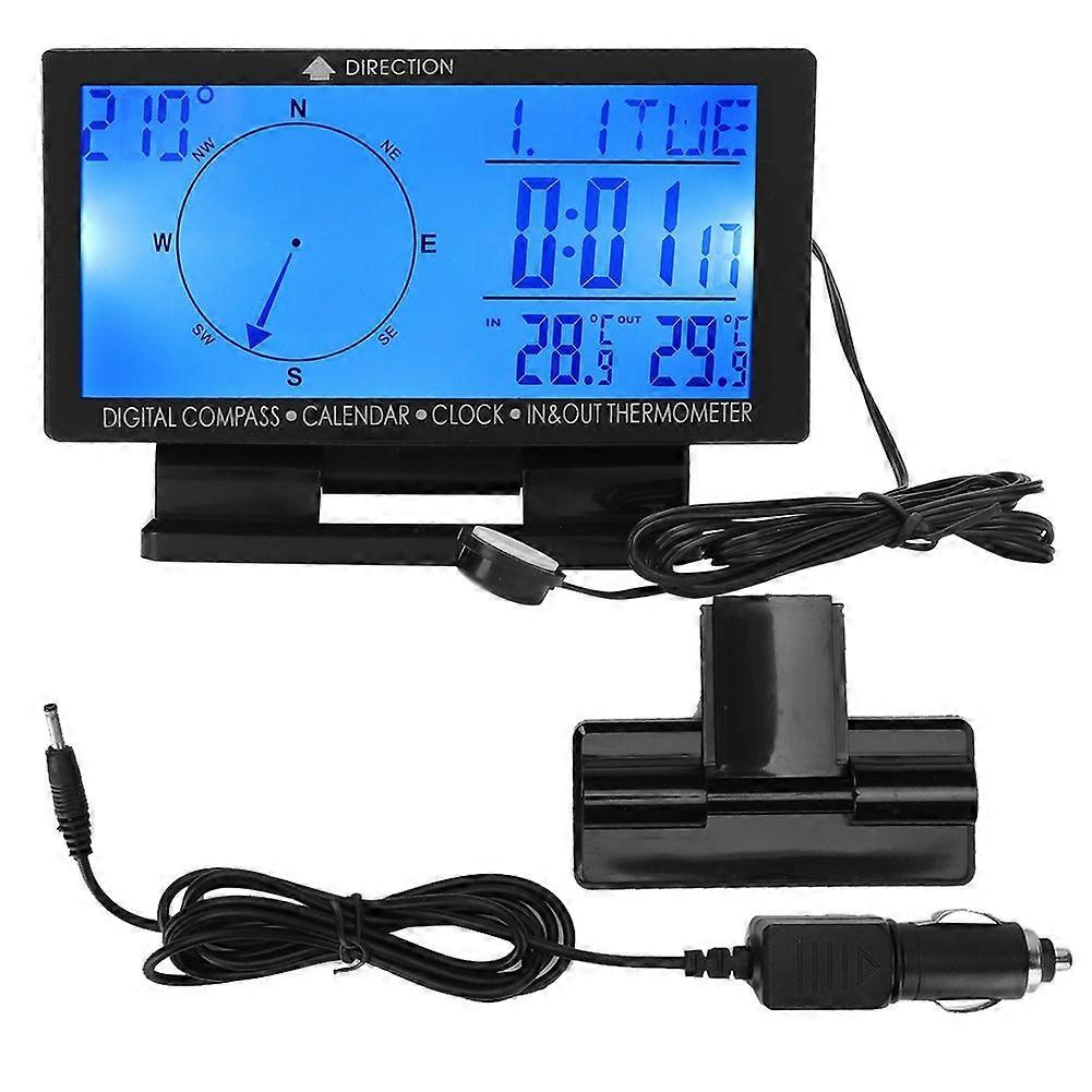 CD60 Multifunctional Digital Car Automobile Thermometer Gauge with Time Navigation Function YEMAA