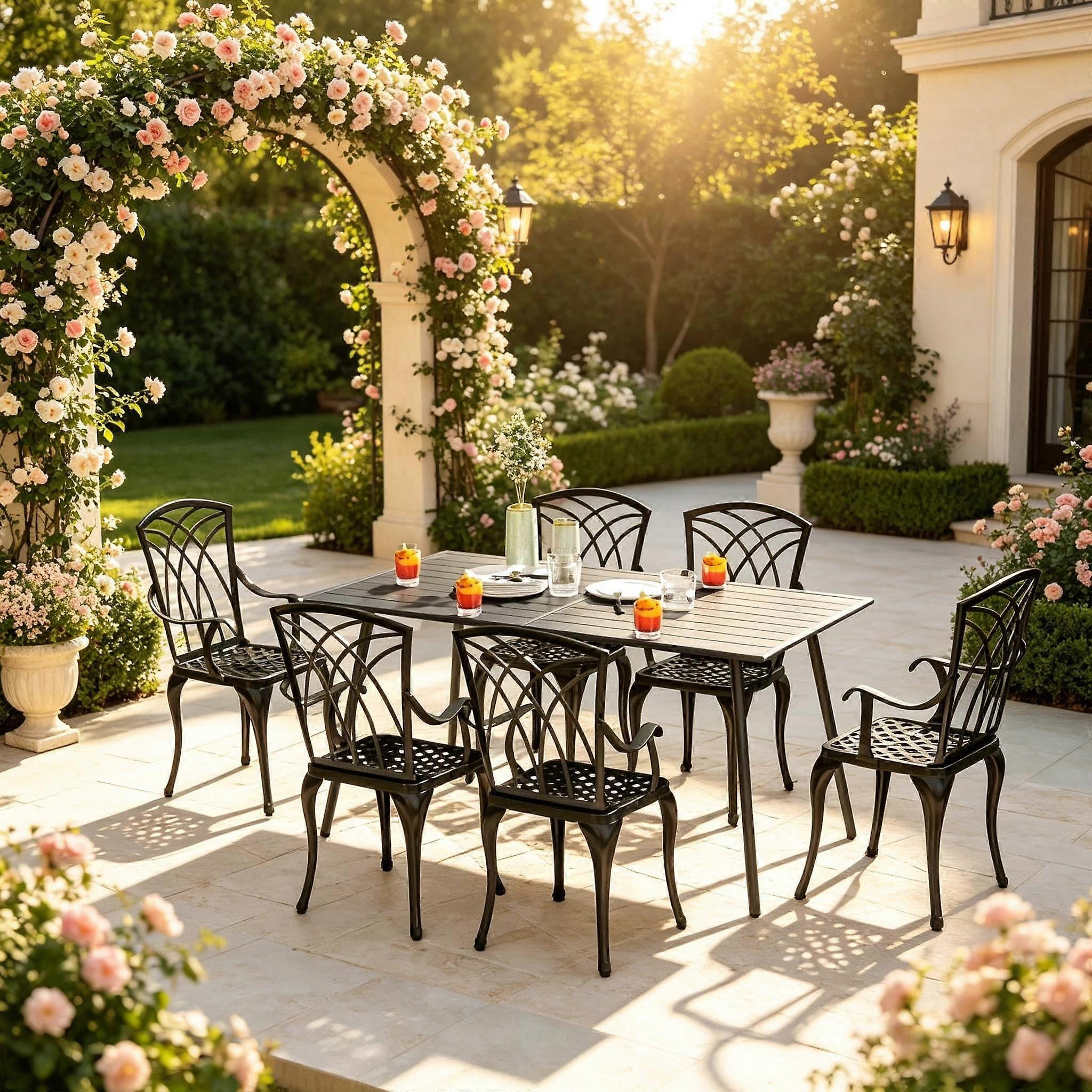Stylish patio table, modern garden table, practical outdoor dining table, elegant table (table only)