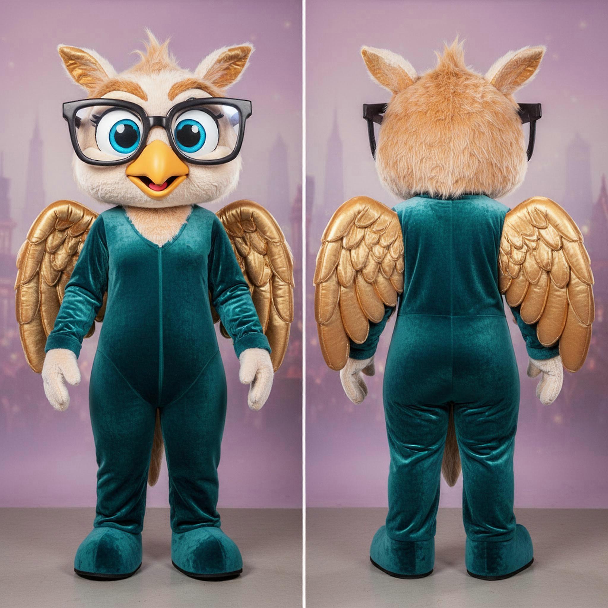 MASTICOT Teal Cartoon Harpy Mascot
