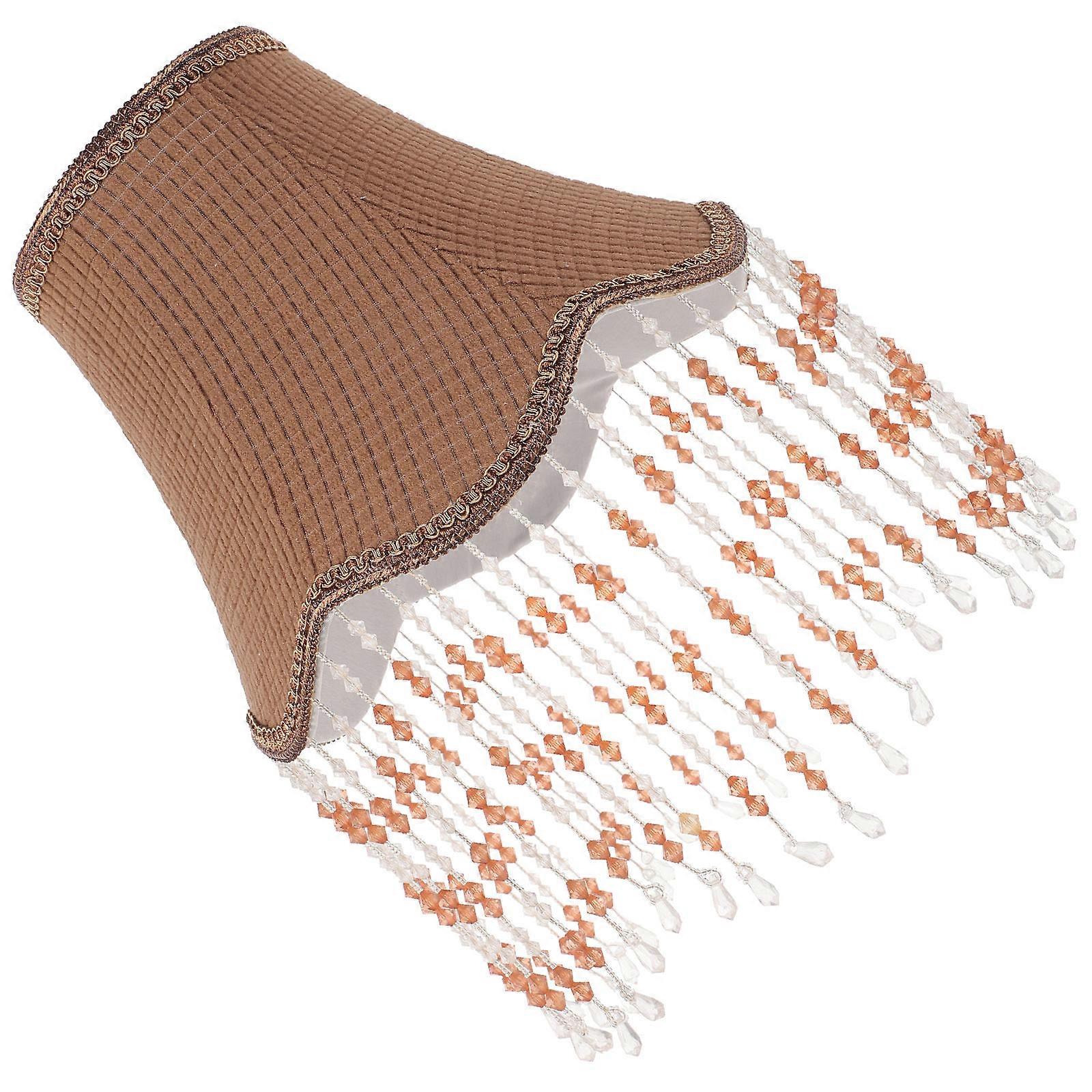 Fringe Lampshade Replacement for E27 Table Lamps with Beaded Design