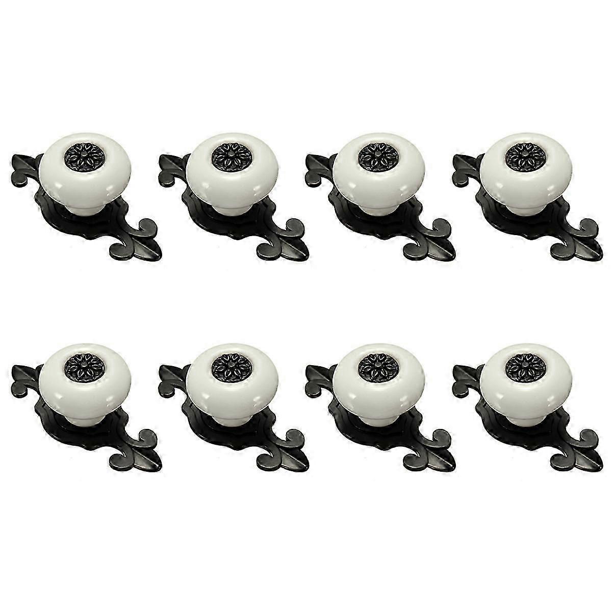 Vintage Ceramic Door Drawer Cupboard Pull Handle White+Black