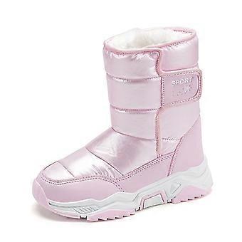 Kids' Winter Snow Boots, Mid-Calf Fabric Upper with TPR Sole & Hook-And-Loop Closure for Outdoor Play