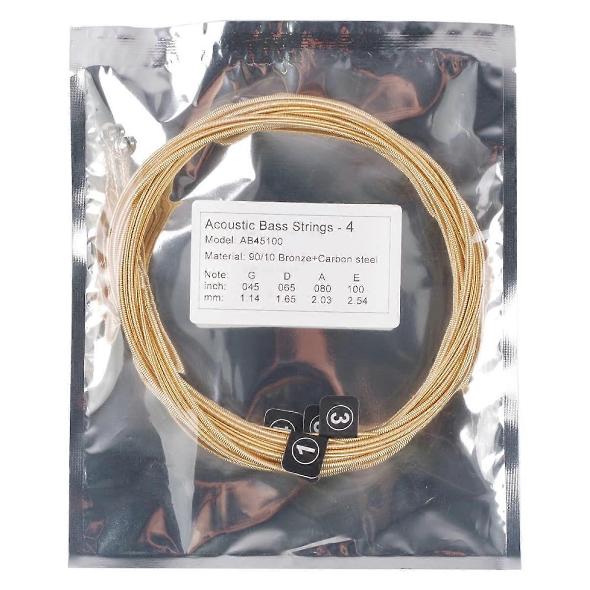 4 String Acoustic Bass Guitar Strings Set, Durable Replacement Strings with Clear Balanced Tone