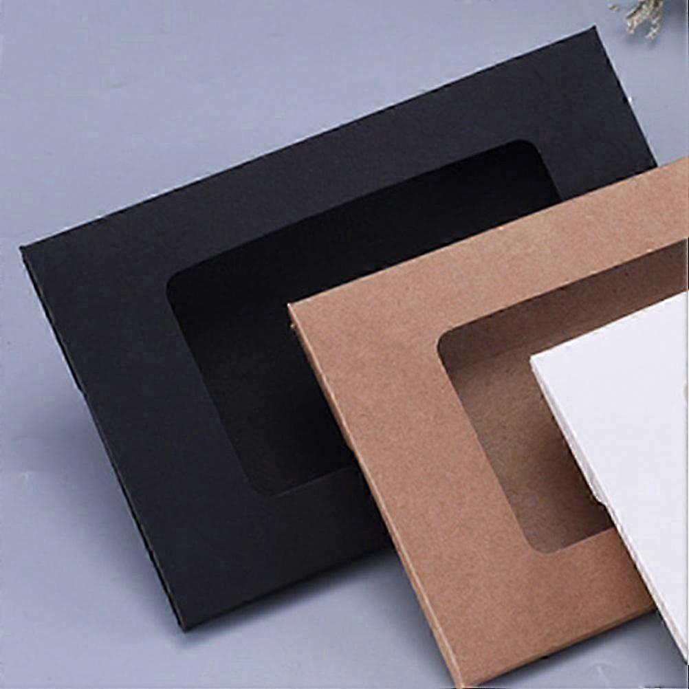 Clear Window Kraft Paper Envelope Boxes, 50-Pack Postcard Packaging Bags