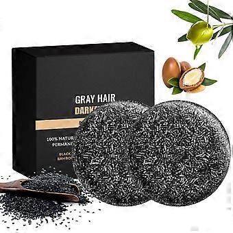 Gray Hair Reverse Shampoo Bar with Natural Black Soap, Color Renewal and Deep Scalp Nourishment