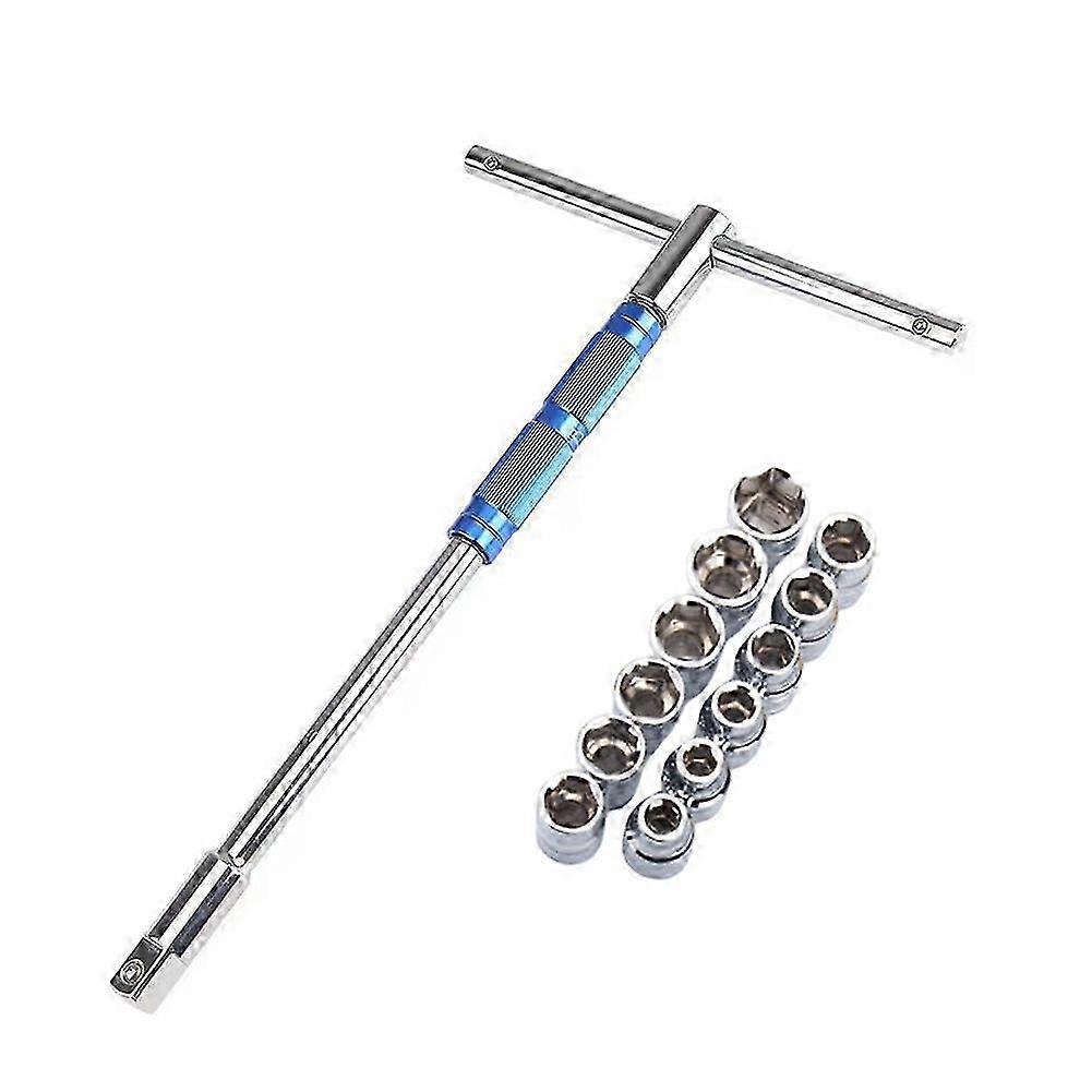 Labor-Saving T-Type Socket Wrench T-T Interchangeable Head Multi-Functional Set with 12pcs Socket
