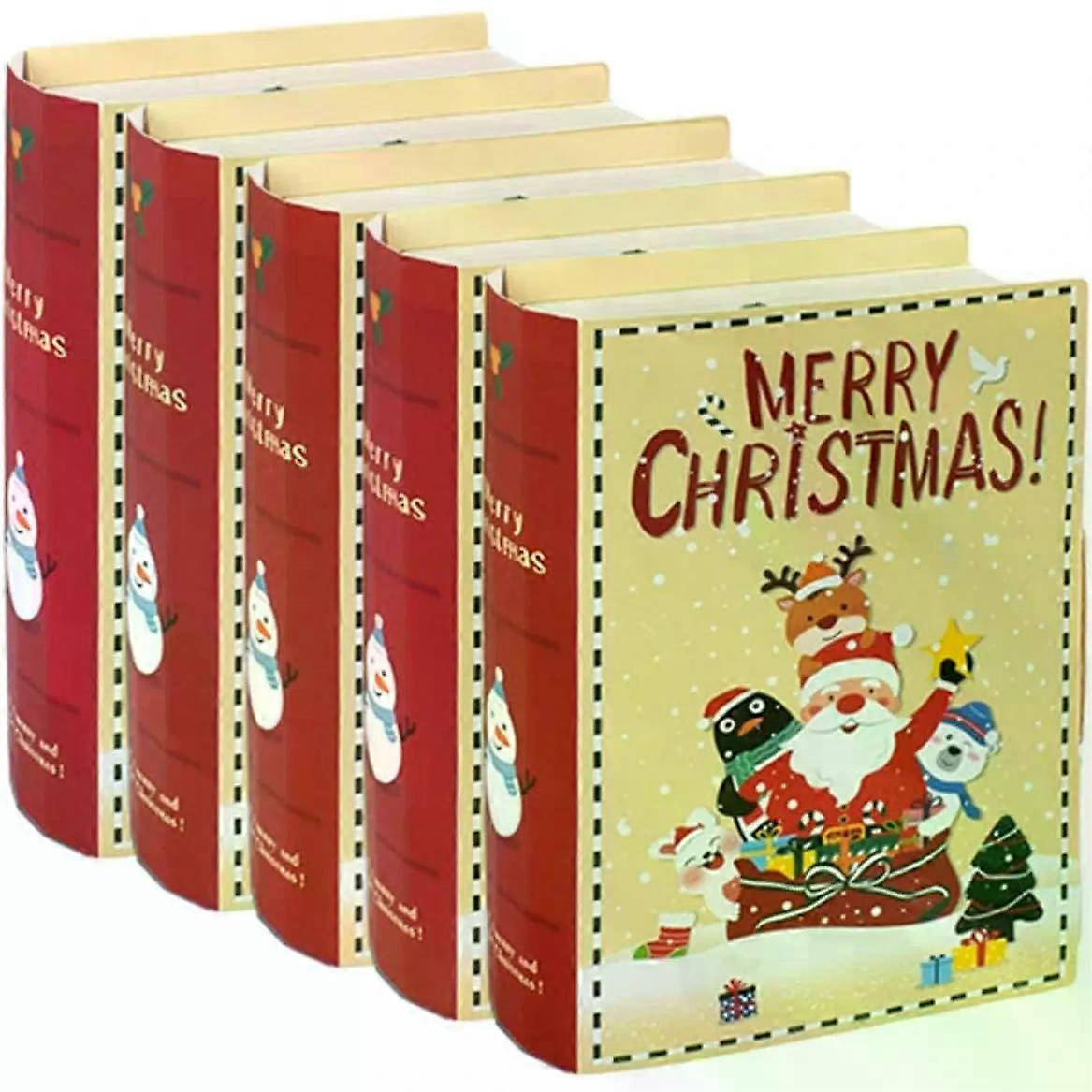 Party Candy Boxes 5pcs Paper Book Shape Xmas Style