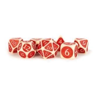 Zestaw wysokiej jakości metalowych kostek do gry w ICE WITH RED, akrylowych, wielościennych, 16 mm