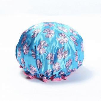 Waterproof Shower Hair Cap Butterfly Women Shower Cap Double Layer Bathing Cap Hat