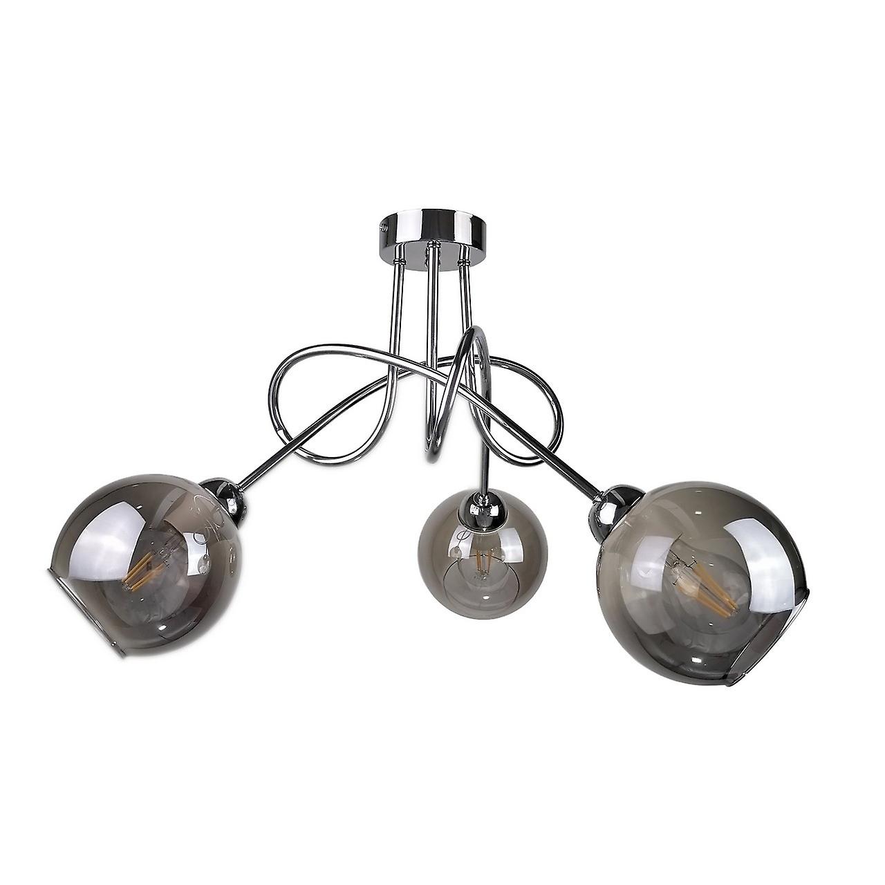 Keter Ring Multi Arm Semi Flush Ceiling Light Silver, 70cm, 3x E27