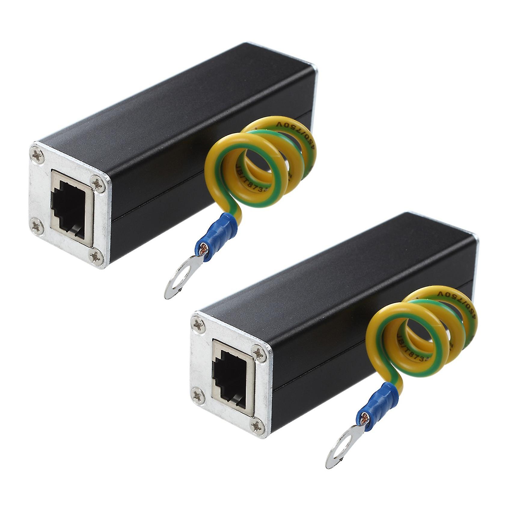 2x Rj45 Plug Ethernet Réseau Protecteur de surtension Thunder Arrester 100mhz
