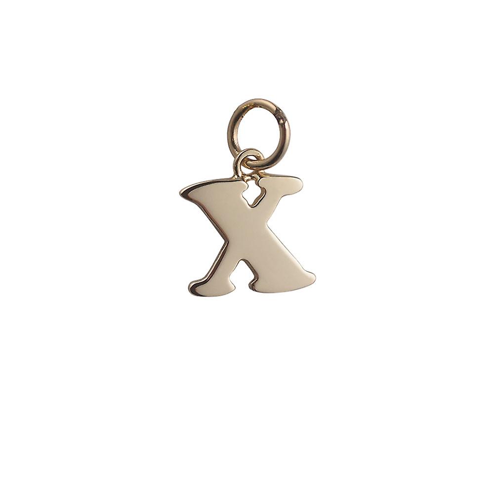 9ct Gold 11x11mm plain Initial X Pendant or Charm