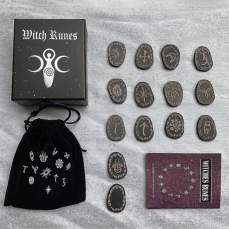 Legno Rune Pietra Set Streghe Rune Set 14 Pz Simbolo Runico Inciso per la Divinazione