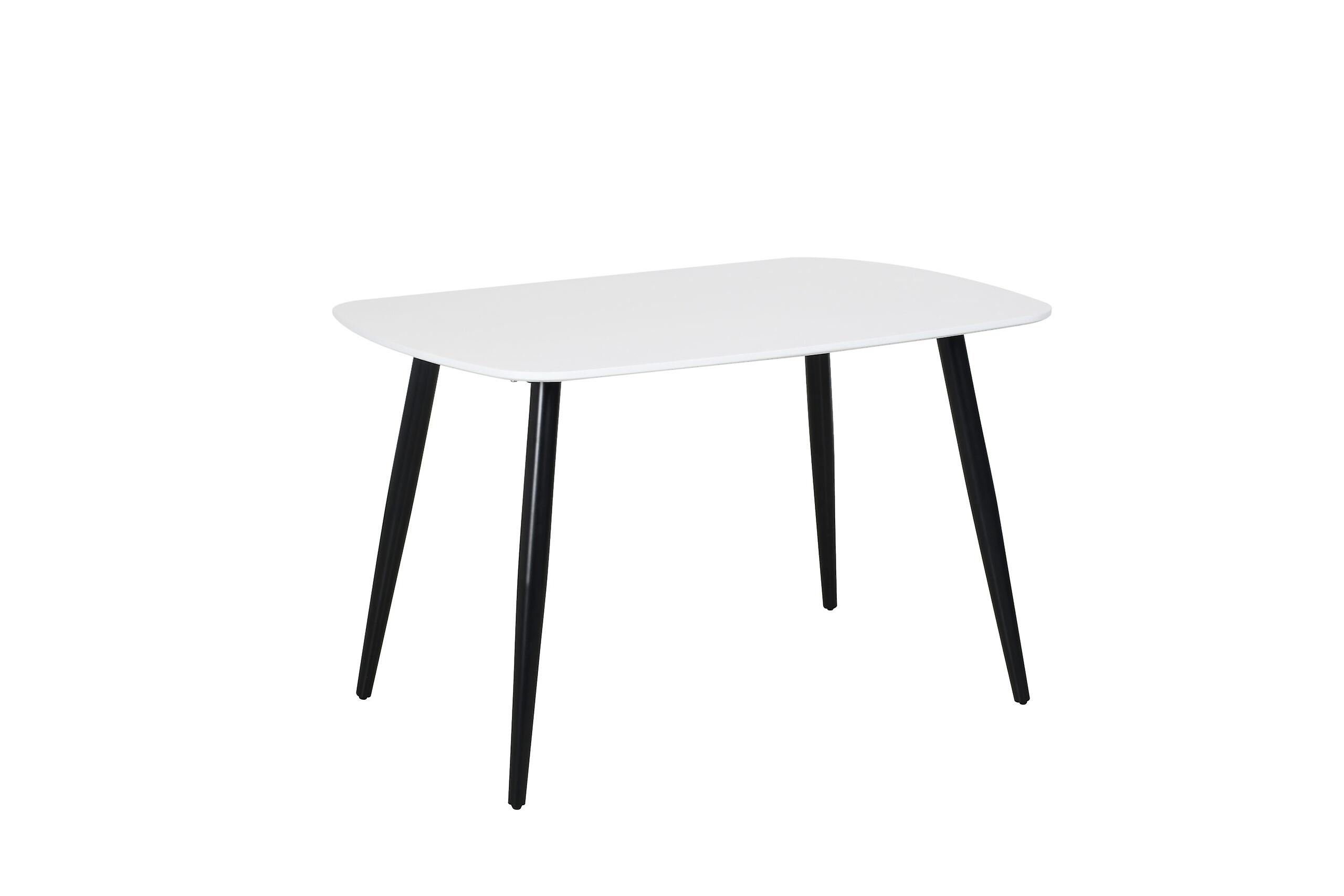 Rectangular Dining Table, White Painted Top With Black Tapered Legs