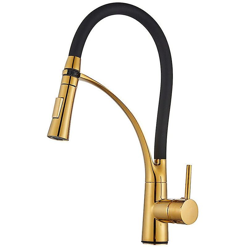 Flexible Kitchen Faucet Sink Mixer with Pull-Out Spray 360° Rotating Cold & Hot Available Gold
