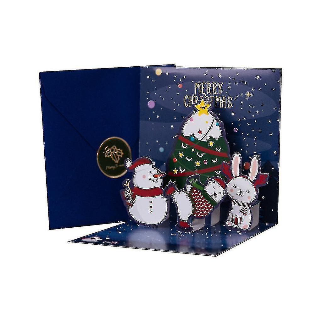 3d Merry Christmas Greeting Card Postcards Invitations With Envelope New Year Cards Fiis