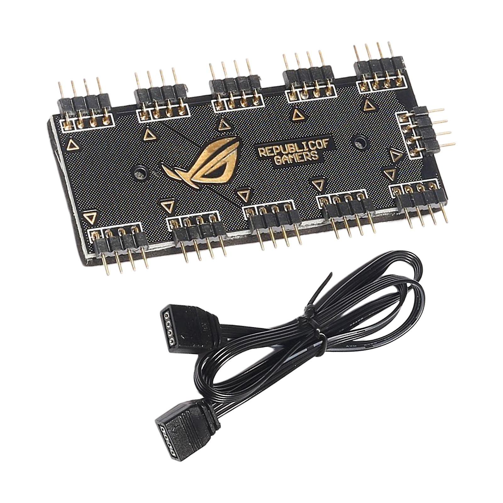 Computer Fan RGB Hub Computer RGB Hub RGB LED Splitter Hub for Computer 12V