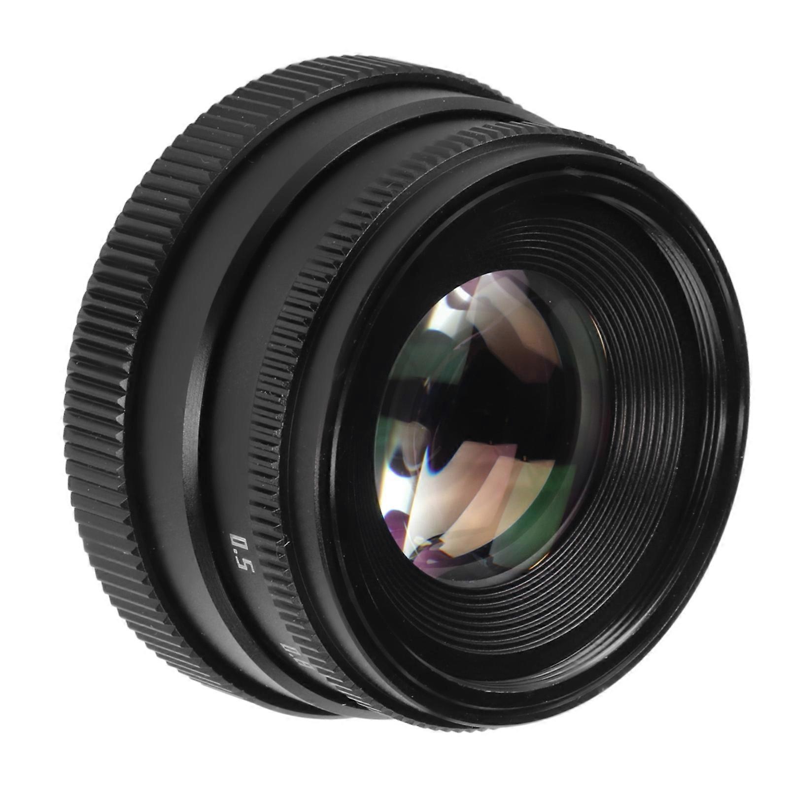 35mm Camera Lens F1.6 Large Aperture C Mount Fixed Focus Manual Focus Lens for Mirrorless Camera Black