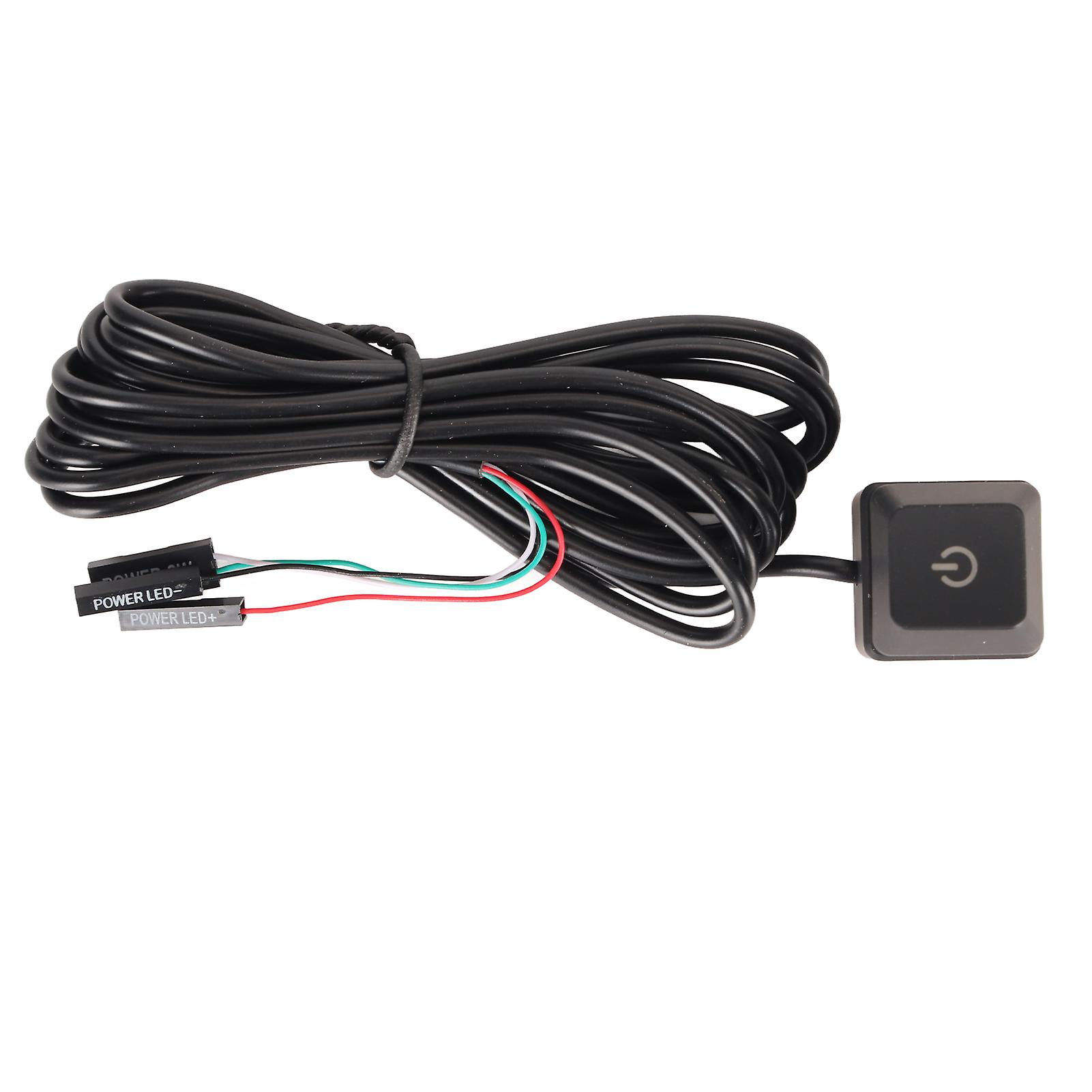 PC Power Switch Blue Switch Mechanical Key Backlit Plug and Play PC Power Button for Desktop Computer Office Gaming Green Light 6.6ft Cable